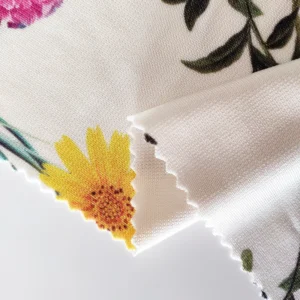 Floral Printed Stretch Viscose Jersey Fabric 330GSM - main fabric view for B2B apparel sourcing